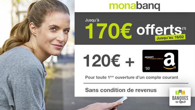 Banque en ligne : avec Monabanq, 120€ offerts et 50€ sur Amazon