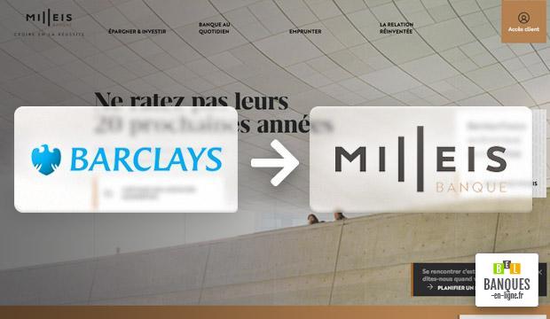 Repositionnement stratégique pour Barclays France qui devient Milleis Banqu
