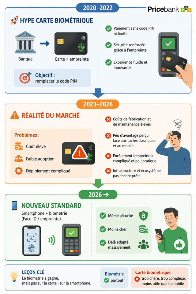 Infographie carte bancaire biométrique